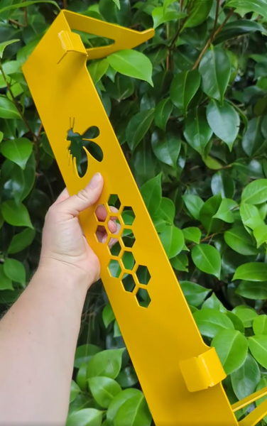 Frame Holder DELUXE - Bee Pattern for WOOD hives- Yellow Powder Coat