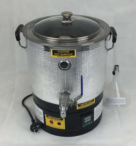 Small double boiler unit suitable for homemaking lip balms, creams and other wax productions. Recommended to use for a single purpose per unit. Turn your wax into amazing products