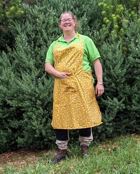 APRON - Children's and Adult - Bees & Honeycomb on White background