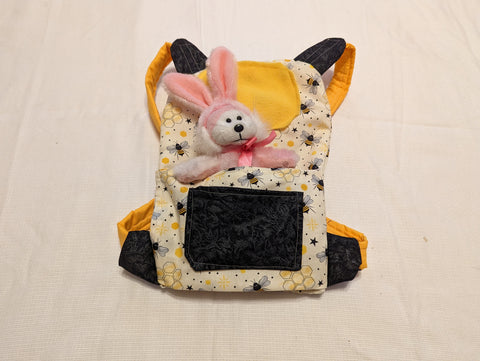 Toy Carrier for Children to wear - Pattern: Bees & Honeycomb on White background