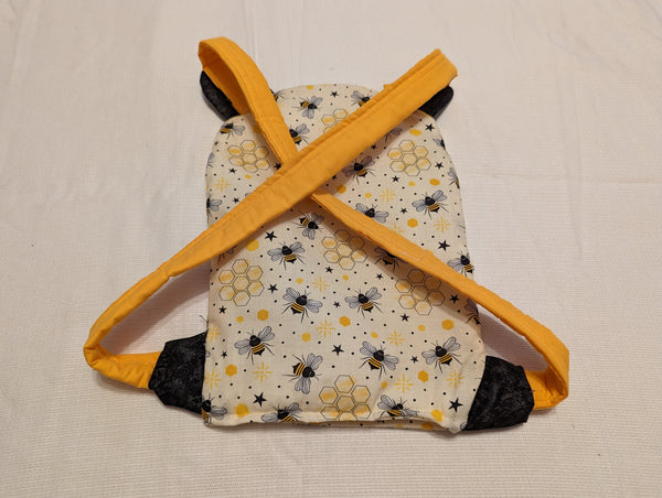 Toy Carrier for Children to wear - Pattern: Bees & Honeycomb on White background