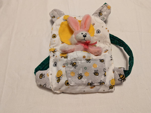 Toy Carrier for Children to wear - Pattern: Cartoon bees on white background