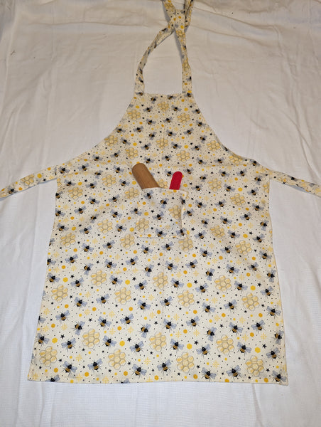 APRON - Children's and Adult - Bees & Honeycomb on White background