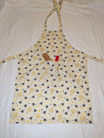 APRON - Children's and Adult - Bees & Honeycomb on White background