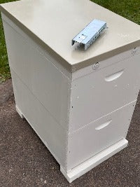 photo of a double beehive complete and ready for bees for australian beekeeping and beekeepers.  Just add bees to this beehive for sale.